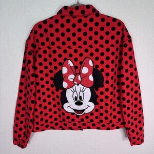 Disney Parks Minnie Mouse Jacket Medium Polka Dot Red Denim Coat Disneybound
